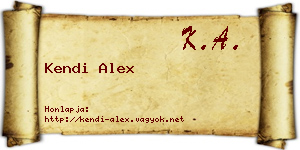 Kendi Alex névjegykártya
