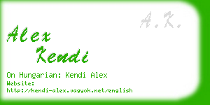 alex kendi business card